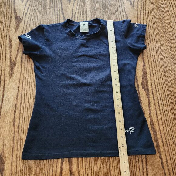 7 For All Mankind Black Logo Quality Top Shirt Juniors Large Fits Like Small - Picture 6 of 6